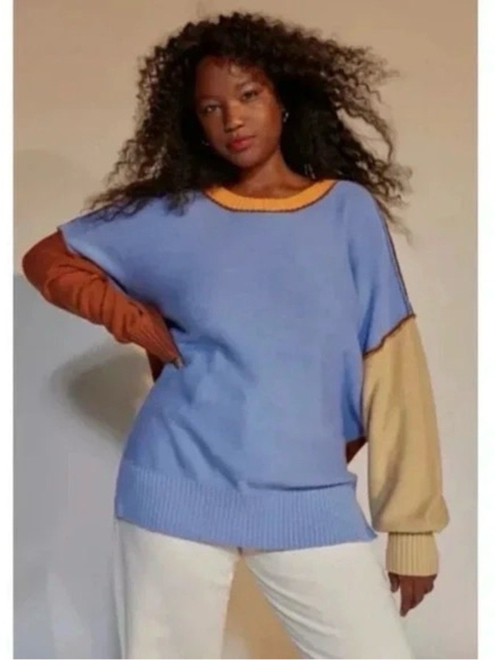 Urban Outfitters BDG Size XS Oversized Colorblock Exposed Seam Charlie Sweater